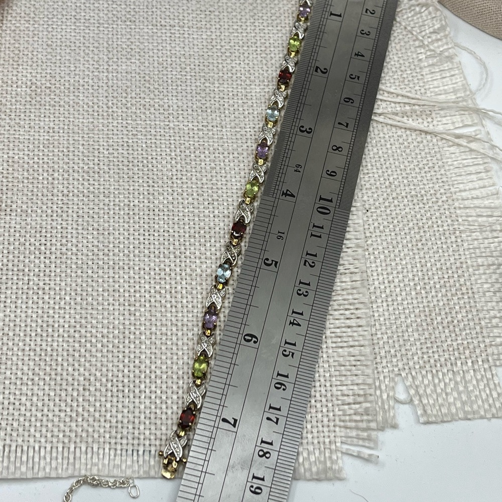 Vintage JJT Sterling Silver Multi-Gemstone Bracelet – 7.25” - Picture 5 of 13
